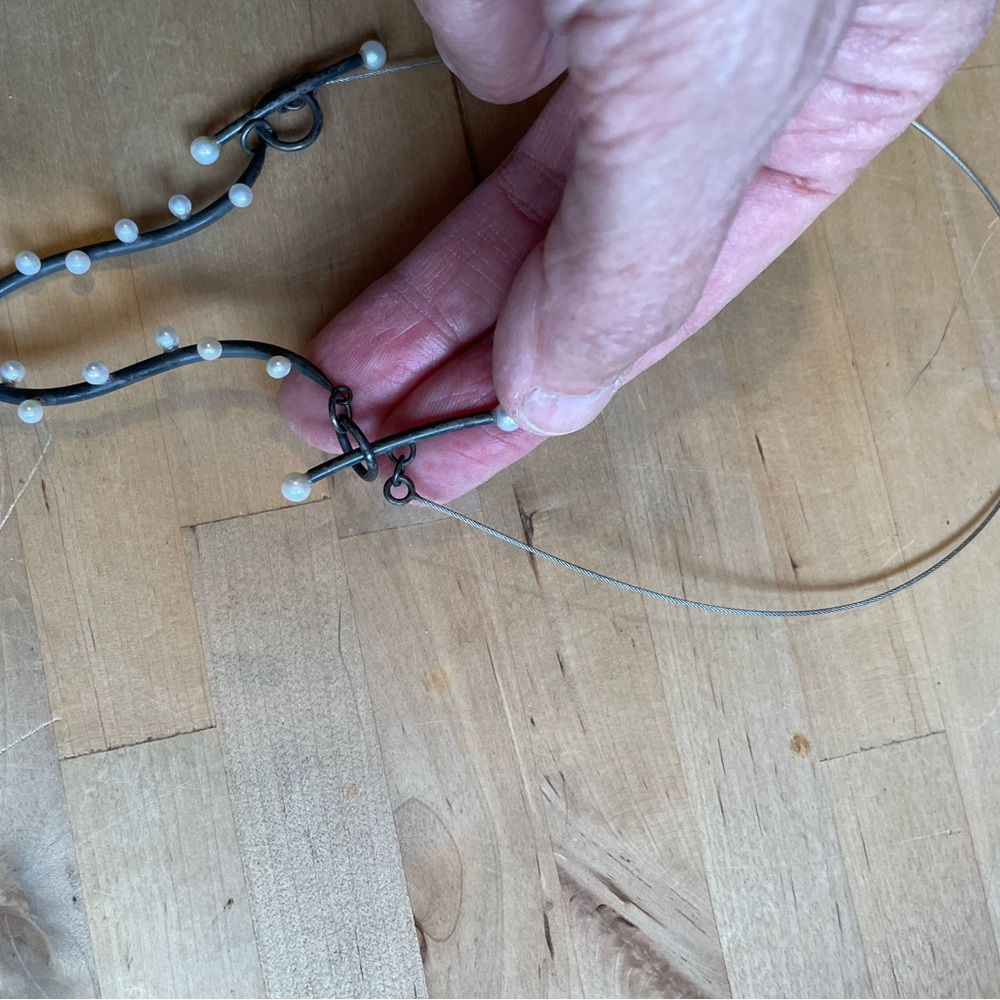 Vintage Kiwon Wang Silver Pearl and Paper necklace NYC - Picture 13 of 16